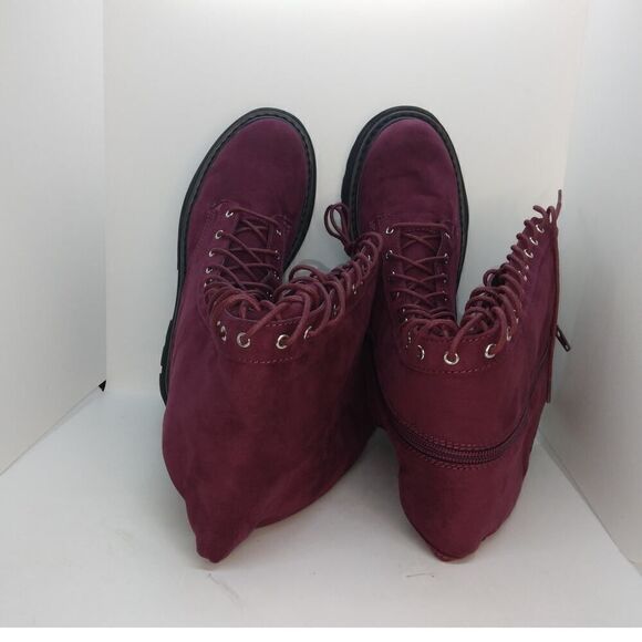 Just Fab Maxwell Cordovan Tall Womens NEW w/Box Platform Combat Boots- sz. 6 1/2 - Picture 4 of 8